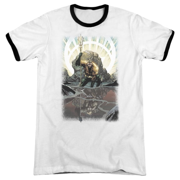 JLA Justice League Brightest Day Aquaman Adult Ringer T-Shirt White Black