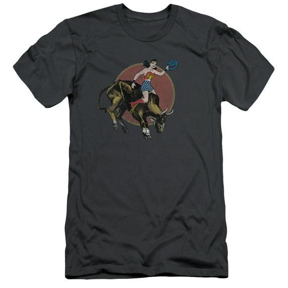 JLA Justice League Bull Rider S/S Adult 30/1 T-Shirt Charcoal