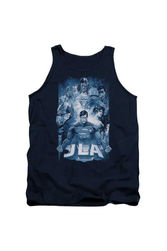 JLA Justice League Burst Adult Tank Top Navy