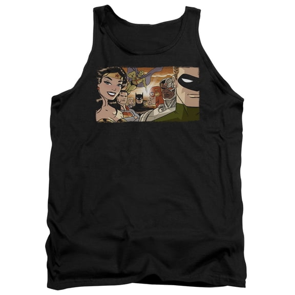 JLA Justice League Cinematic League Adult Tank Top Black