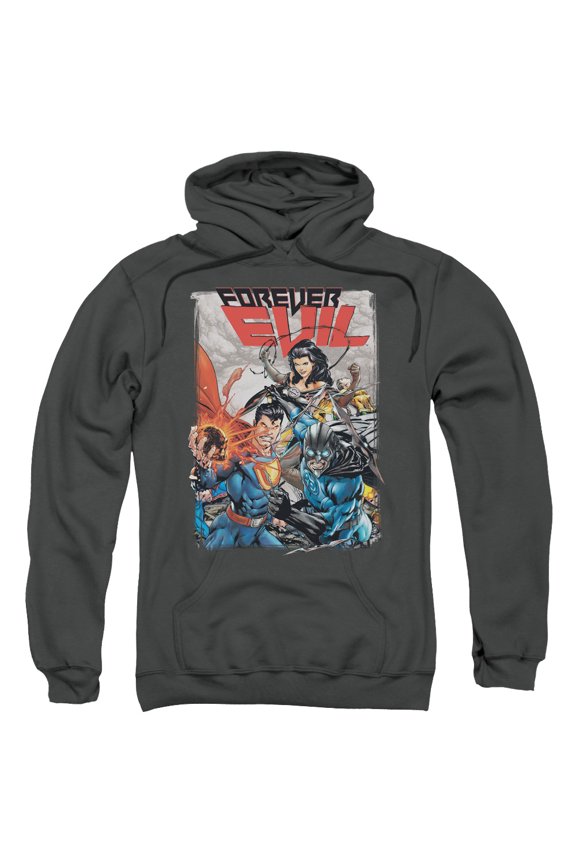 JLA Justice League Crime Syndicate Adult Pullover Hoodie Sweatshirt Charcoal