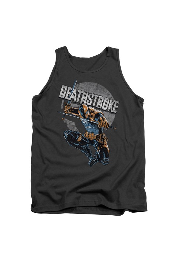JLA Justice League Deathstroke Retro Adult Tank Top Charcoal