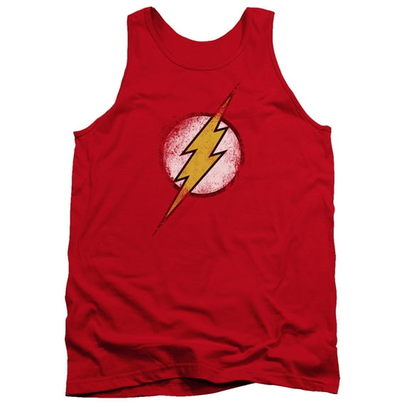 JLA Justice League Destroyed Flash Logo Adult Tank Top Red