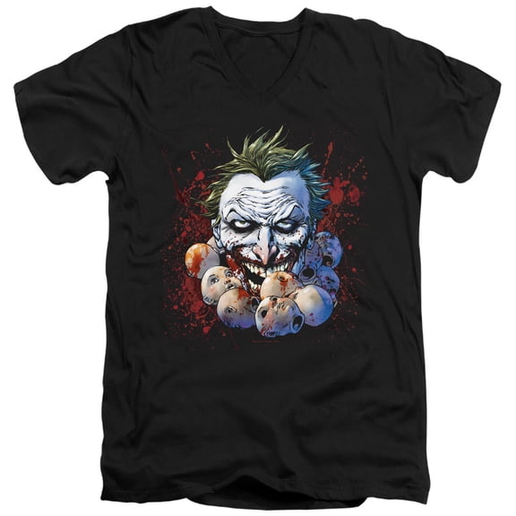 JLA Justice League Doll HeadS/S S Adult V-Neck 30/1 T-Shirt Black
