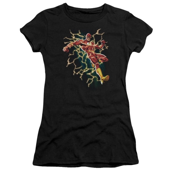 JLA Justice League Electric Death S/S Junior Women's T-Shirt Sheer Black