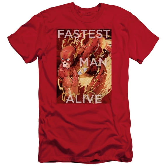 JLA Justice League Fastest Man Alive S/S Adult 30/1 T-Shirt Red