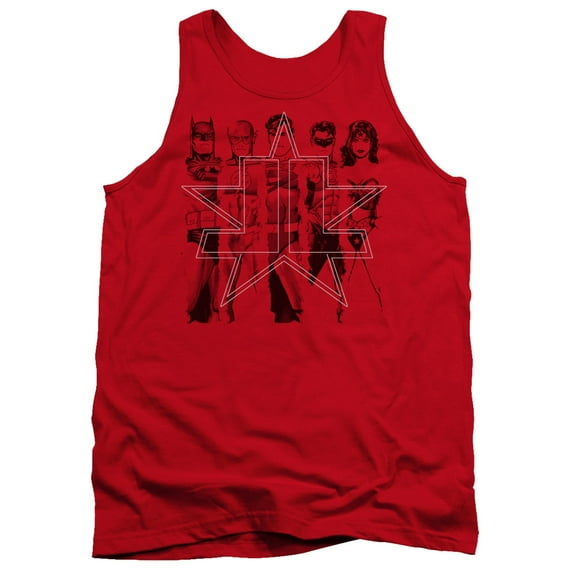 JLA Justice League Five Stars Adult Tank Top Red