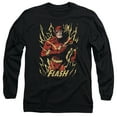thumbnail image 1 of JLA Justice League Flash Flare Long Sleeve Adult 18/1 T-Shirt Black, 1 of 1