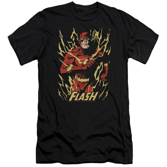JLA Justice League Flash Flare Premium Canvas Adult Slim Fit 30/1 T-Shirt Black