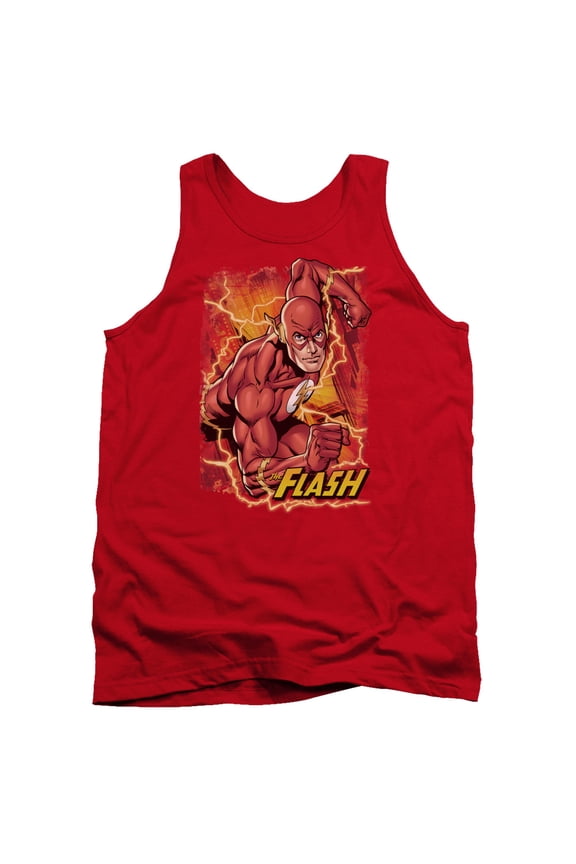 JLA Justice League Flash Lightning Adult Tank Top Red