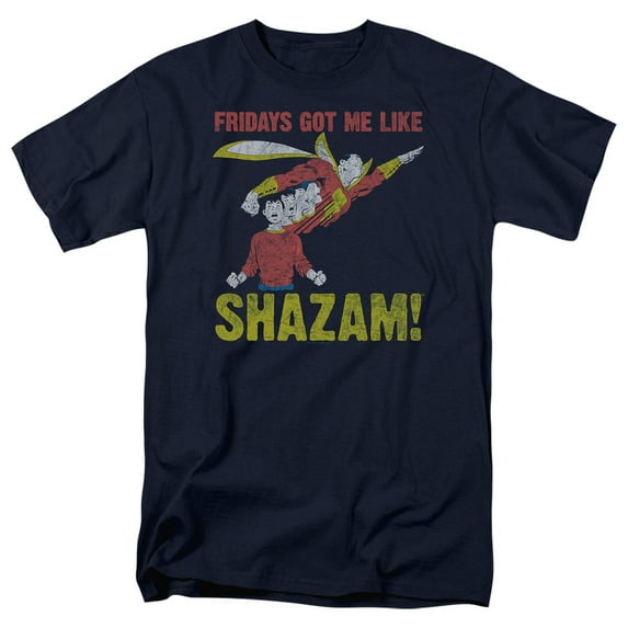 JLA Justice League Fridays Got Me Like S/S Adult 18/1 T-Shirt Navy