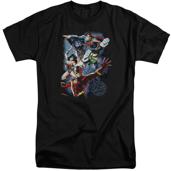 JLA Justice League Galactic Attack CoLord of the Rings S/S Adult Tall Black