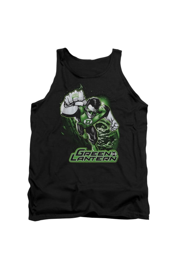 JLA Justice League Green Lantern Green & Gray Adult Tank Top Black