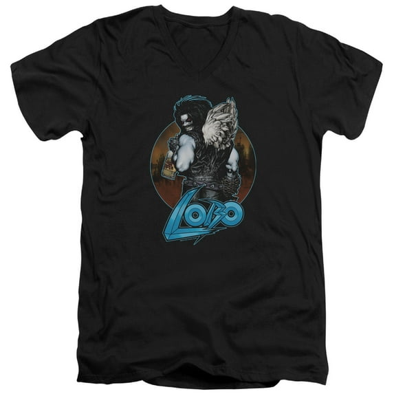 JLA Justice League Gut Rot S/S Adult V-Neck 30/1 T-Shirt Black