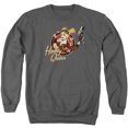 thumbnail image 1 of JLA Justice League Harley Bomber Adult Crewneck Sweatshirt Charcoal, 1 of 1