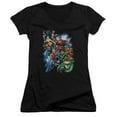 thumbnail image 1 of JLA Justice League Heroes Unite Junior Women's T-Shirt V-Neck Black, 1 of 1