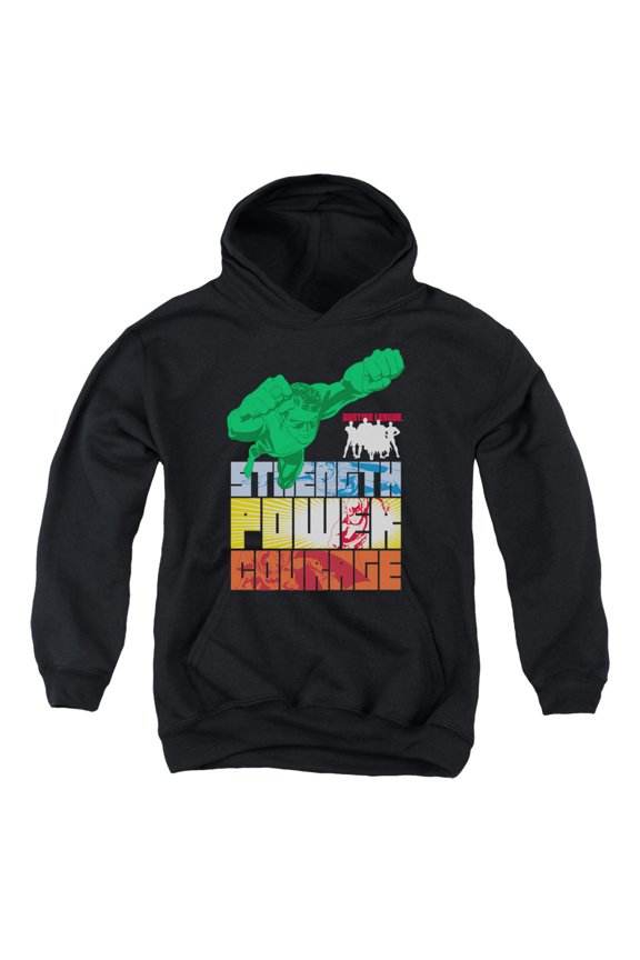 JLA Justice League Heroic Qualities Youth Pullover Hoodie Sweatshirt Black
