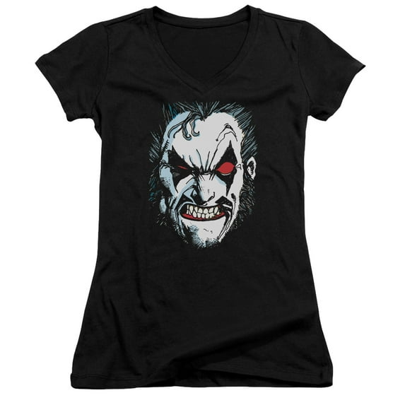 JLA Justice League In Lo Face Junior Women's T-Shirt V-Neck Black
