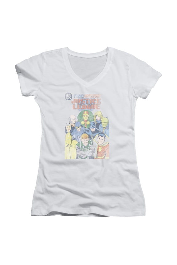 JLA Justice League Justice League #1 Cover Junior Women's T-Shirt V-Neck White