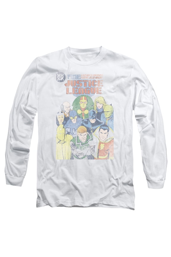 JLA Justice League Justice League #1 Cover Long Sleeve Adult 18/1 T-Shirt White