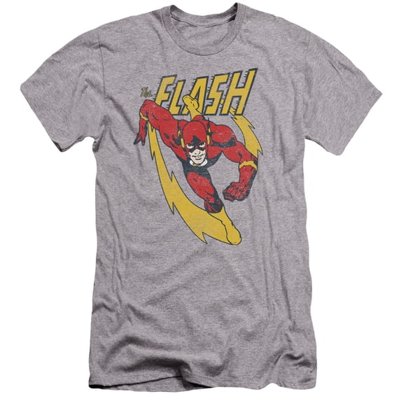 JLA Justice League Lightning Trail Premium Canvas Adult Slim Fit 30/1 T-Shirt Athletic Heather