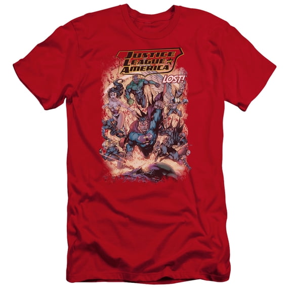 JLA Justice League Lost Premium Canvas Adult Slim Fit 30/1 T-Shirt Red