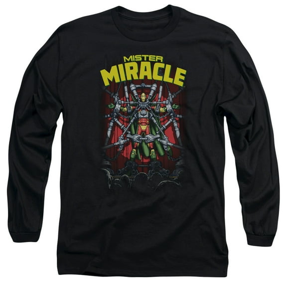 JLA Justice League Mister Miracle Long Sleeve Adult 18/1 T-Shirt Black