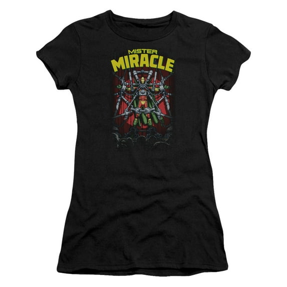 JLA Justice League Mister Miracle S/S Junior Women's T-Shirt Sheer Black
