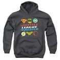 thumbnail image 1 of JLA Justice League Pixel Logos Youth Pullover Hoodie Sweatshirt Charcoal, 1 of 1