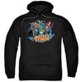 thumbnail image 1 of JLA Justice League Ready To Fight Adult Pullover Hoodie Sweatshirt Black, 1 of 1