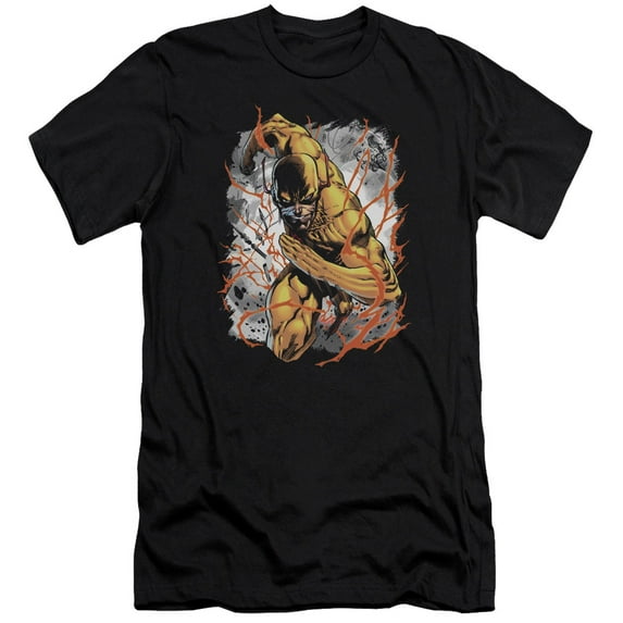 JLA Justice League Reversed Premium Canvas Adult Slim Fit 30/1 T-Shirt Black