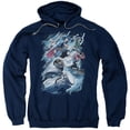 thumbnail image 1 of JLA Justice League Ride The Lightening Adult Pullover Hoodie Sweatshirt Navy, 1 of 1