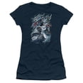 thumbnail image 1 of JLA Justice League Ride The Lightening S/S Junior Women's T-Shirt Sheer Navy, 1 of 1