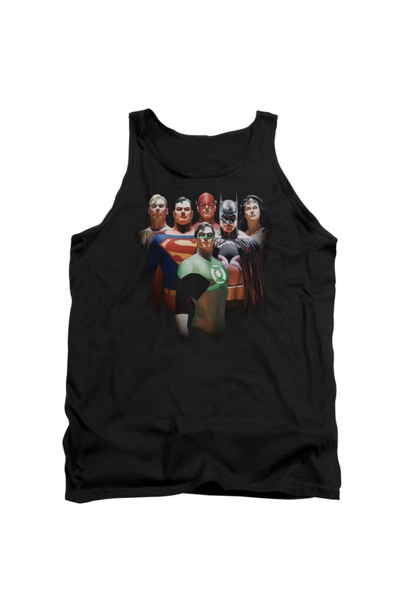 JLA Justice League Roll Call Adult Tank Top Black