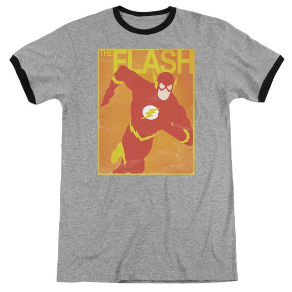 JLA Justice League Simple Flash Poster Adult Ringer T-Shirt Heather Black