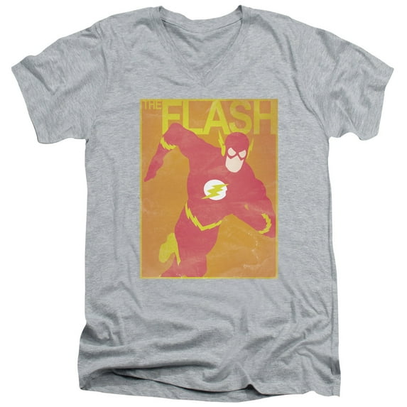 JLA Justice League Simple Flash Poster S/S Adult V-Neck 30/1 T-Shirt Athletic Heather