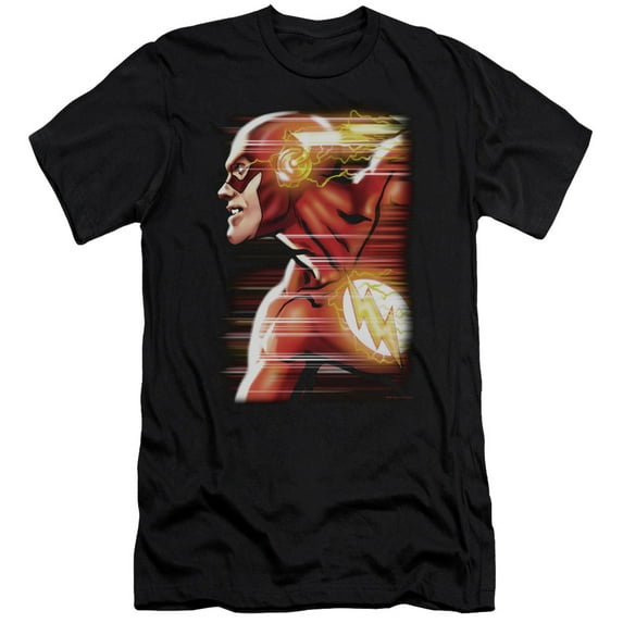 JLA Justice League Speed Head Premium Canvas Adult Slim Fit 30/1 T-Shirt Black