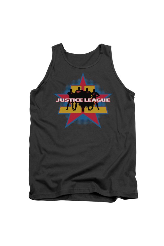 JLA Justice League Stand Tall Adult Tank Top Charcoal
