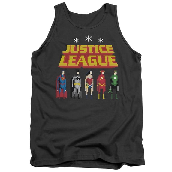 JLA Justice League Standing Below Adult Tank Top Charcoal