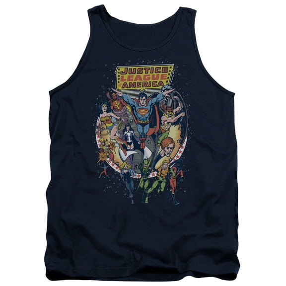 JLA Justice League Star Group Adult Tank Top Navy