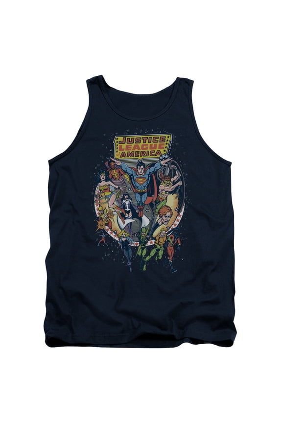 JLA Justice League Star Group Adult Tank Top Navy