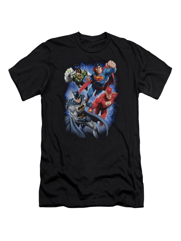 JLA Justice League Storm Makers Premium Canvas Adult Slim Fit 30/1 T-Shirt Black