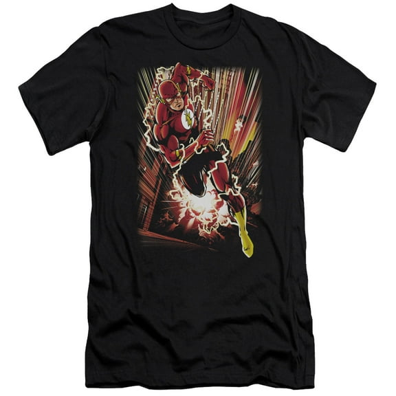 JLA Justice League Street Speed Premium Canvas Adult Slim Fit 30/1 T-Shirt Black