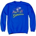 thumbnail image 1 of JLA Justice League Superman Rough Distress Adult Crewneck Sweatshirt Royal Blue, 1 of 1