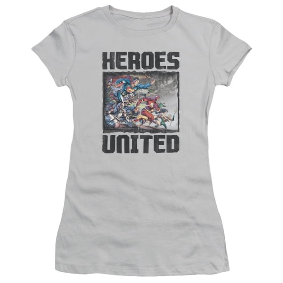 JLA Justice League The Charge S/S Junior Women's T-Shirt Sheer Silver