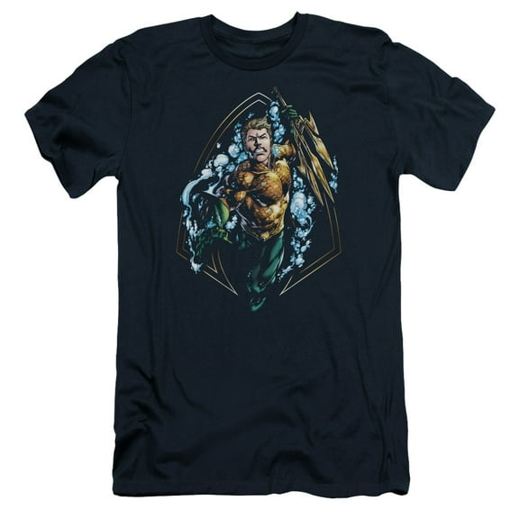 JLA Justice League Thrashing S/S Adult 30/1 T-Shirt Navy