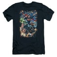 thumbnail image 1 of JLA Justice League Under Attack S/S Adult 30/1 T-Shirt Navy, 1 of 1