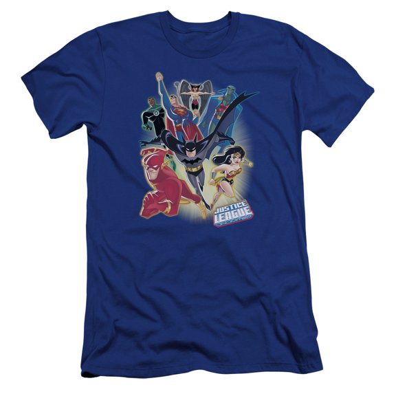 JLA Justice League Unlimited Premium Canvas Adult Slim Fit 30/1 T-Shirt Royal Blue