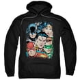 thumbnail image 1 of JLA Justice League Up Close And Personal Adult Pullover Hoodie Sweatshirt Black, 1 of 1