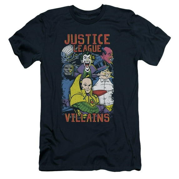 JLA Justice League VillianS/S S Adult 30/1 T-Shirt Navy